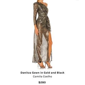 Elegant & Sexy Sheer Gown in metallic Gold and Black. Worn once. XXS, SP $280!